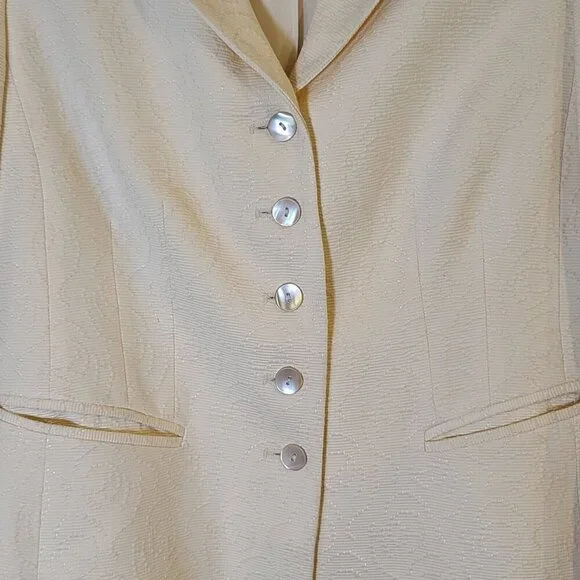 Nina McLemore Cream Patterned Cotton Blend Blazer Size 2 - Picture 3 of 8